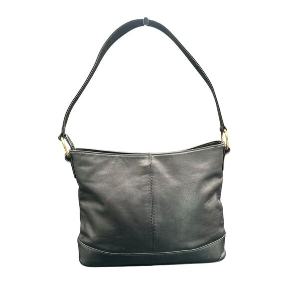 Giani Bernini Black Leather Shoulder Bag Gold Hardware Classic Hobo Purse - Picture 1 of 12